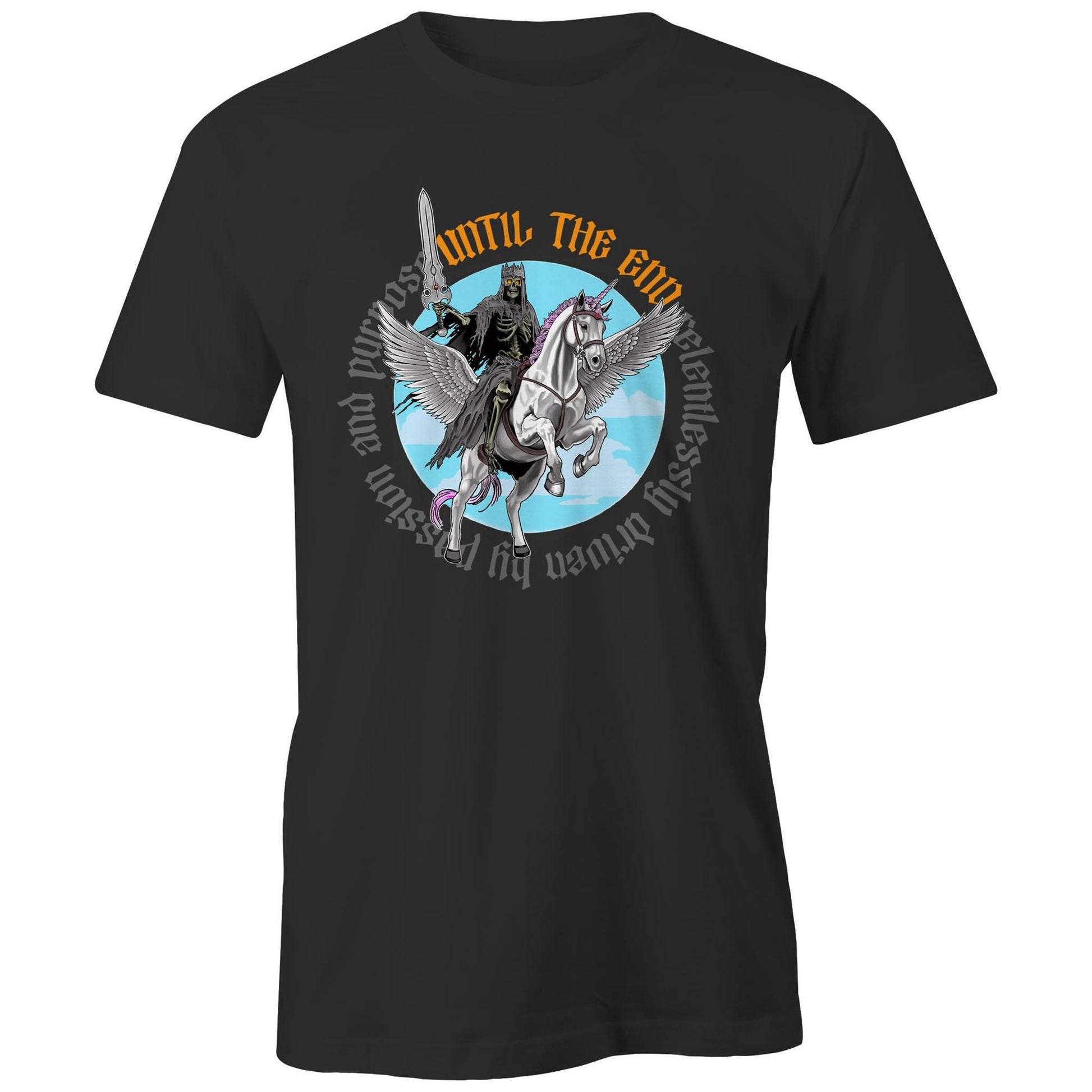 “Ride the Love Pony” on Black Organic Tee